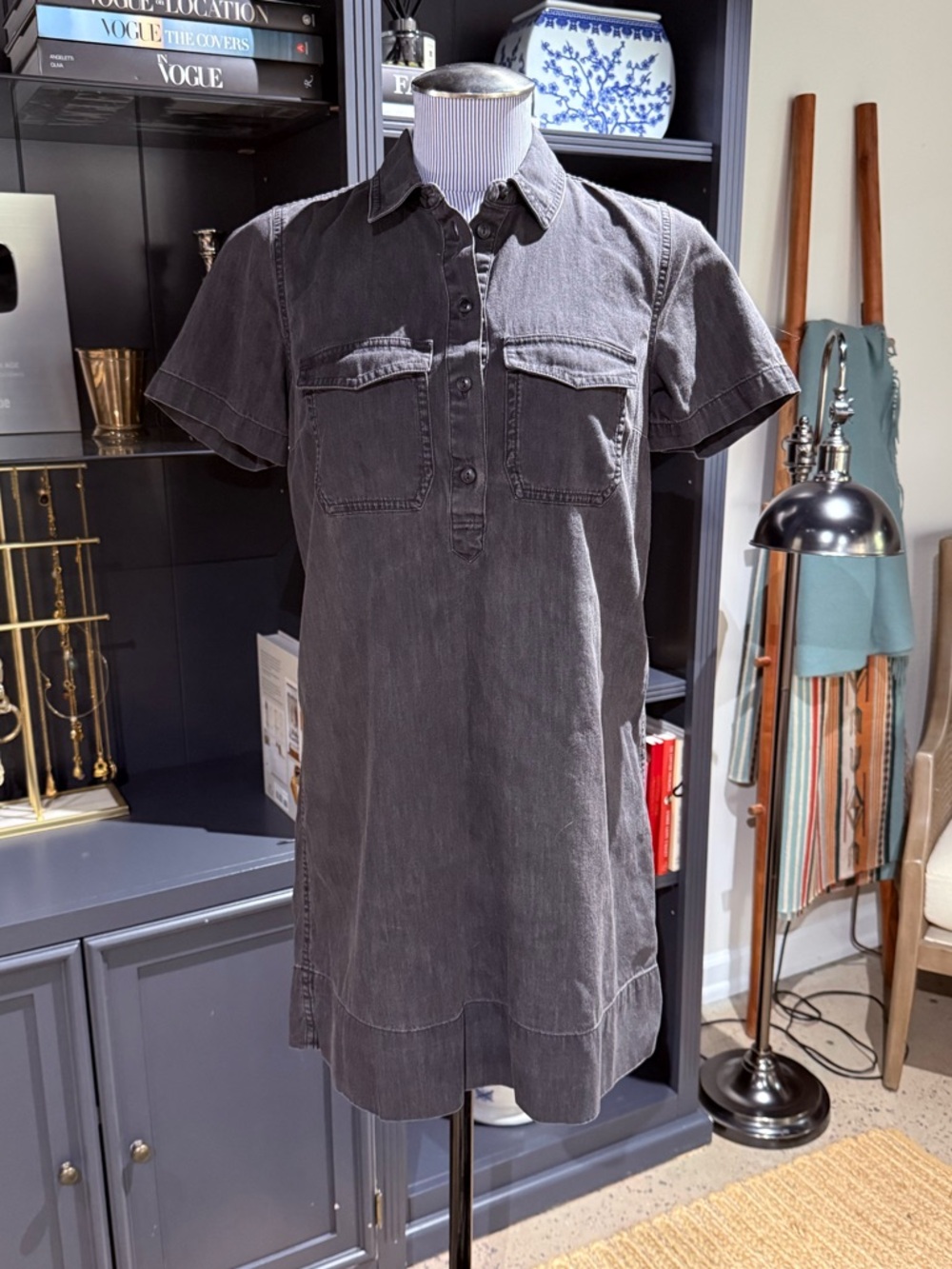 Madewell Denim Midi Shirt Dress – Washed Black – Size XS